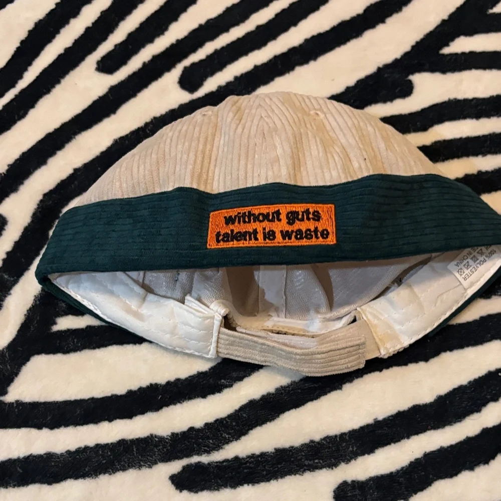 Striped Beanie with Orange Patch‎